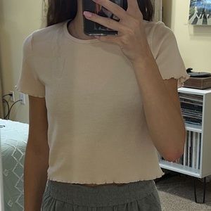 American Eagle Cropped Waffle Knit Tee